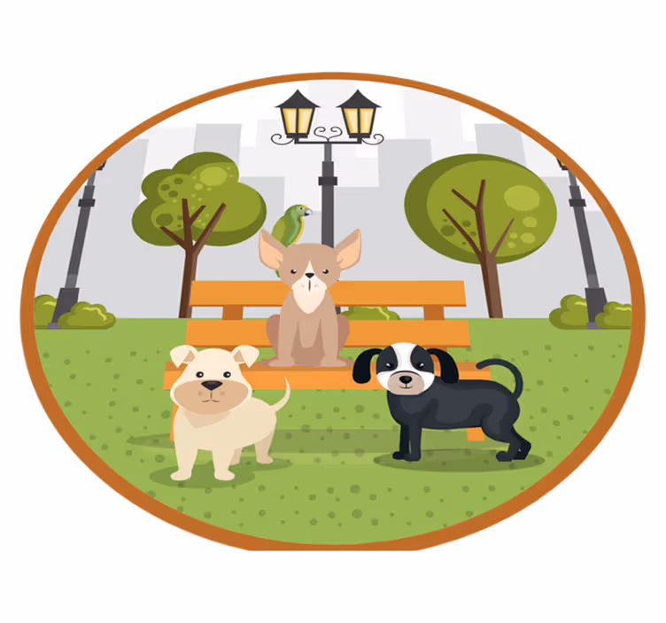 Hunde i parken vinyltæpper med dyr - TenStickers