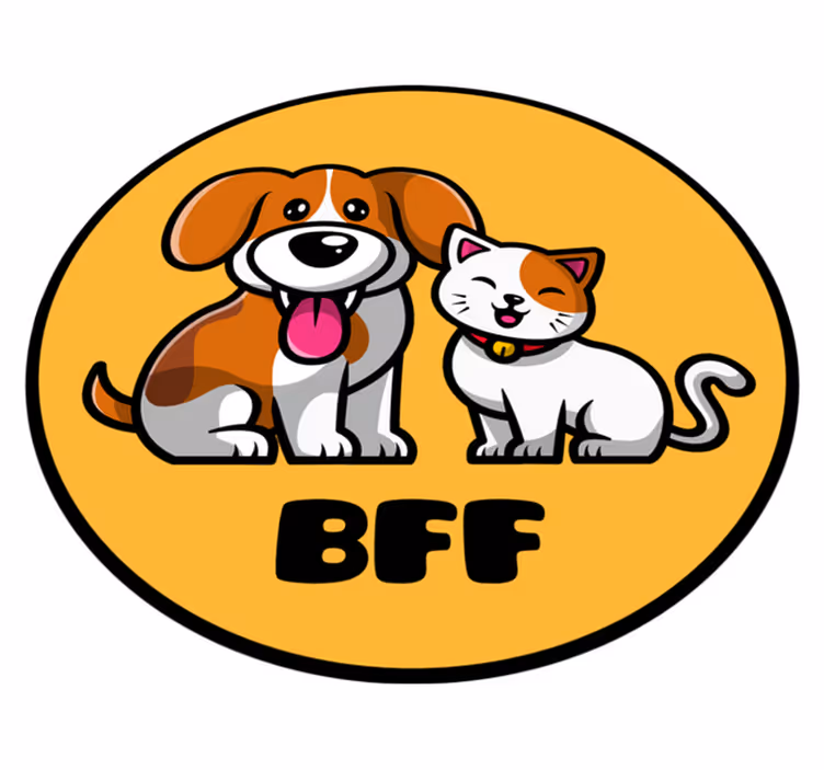 Sød kat og hund tegneserie dyretæppe - TenStickers
