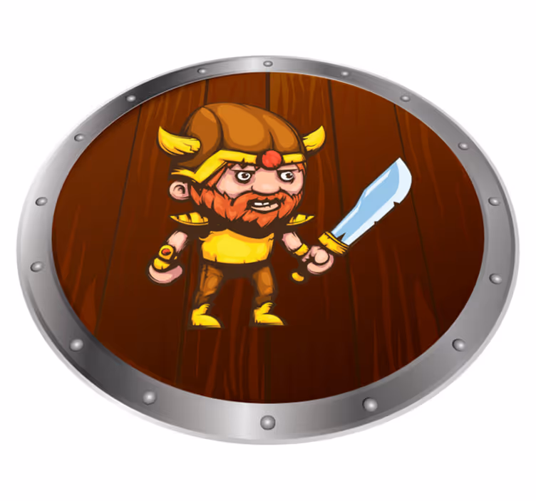 Stærk viking holder et sværd etnisk tæppe - TenStickers
