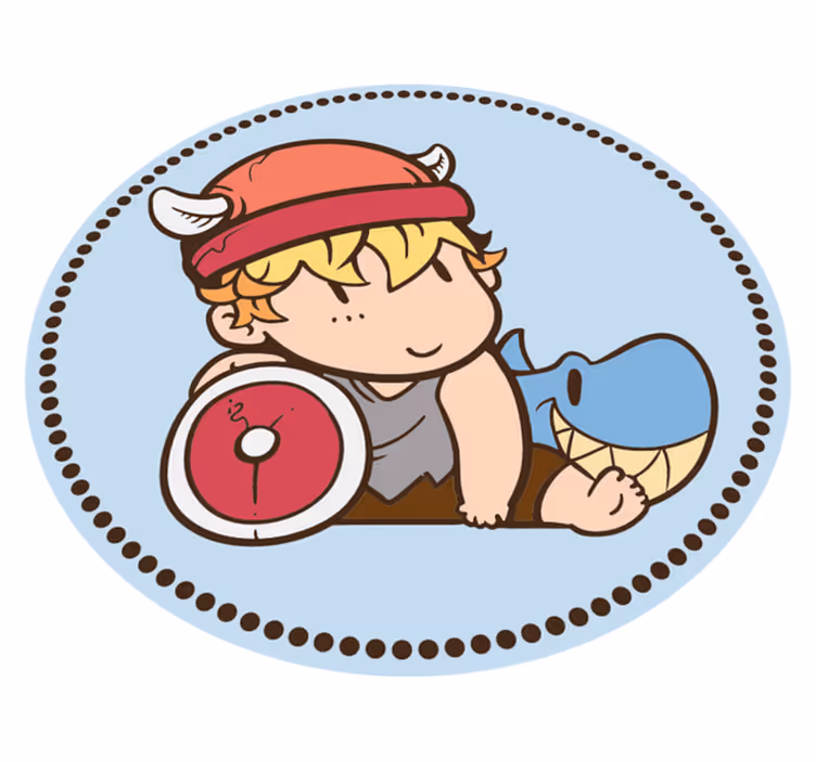 Sød baby viking med ror etnisk tæppe - TenStickers