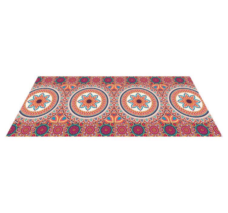 Farverigt mandala patchwork flise tæppe - TenStickers