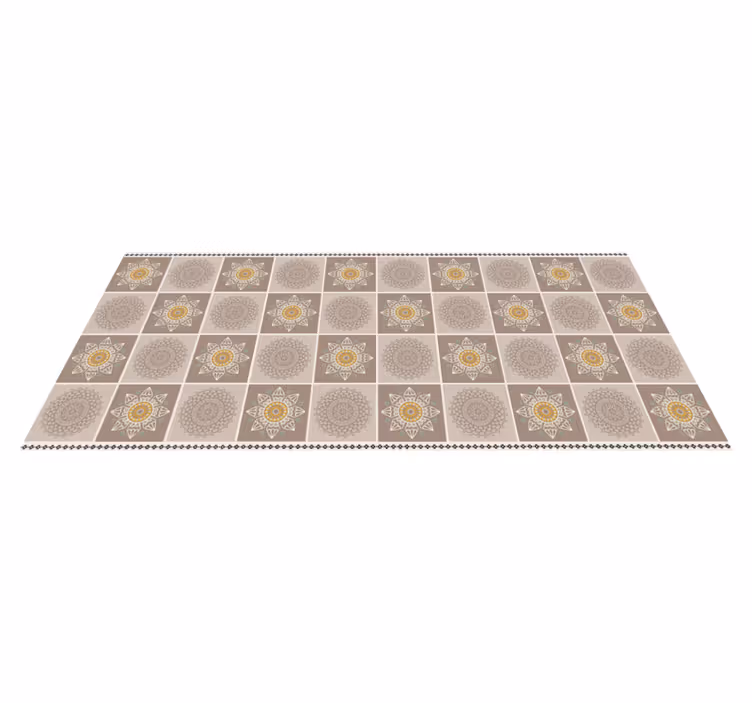 Indviklede blomsterfliser mandala vinyl tæppe - TenStickers