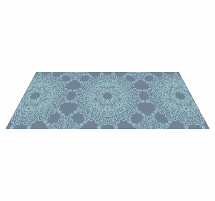 Elegant blåt mønster mandala vinyl tæppe - TenStickers