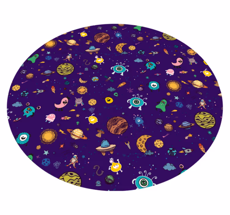 Kosmiske væsner eventyr vinyl tæppe - TenStickers