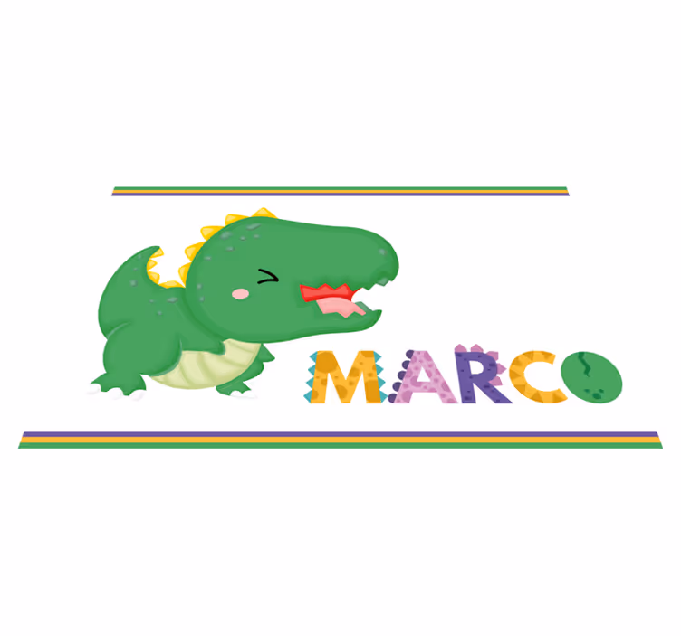 Baby t-rex med navn vinyl tæppe med navn - TenStickers