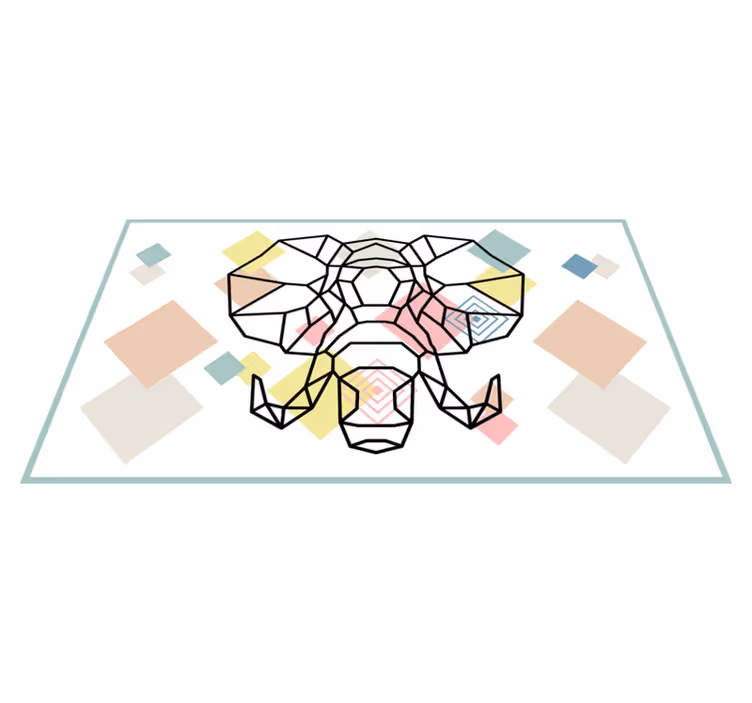 Origami elefanthoved moderne vinyl tæppe - TenStickers