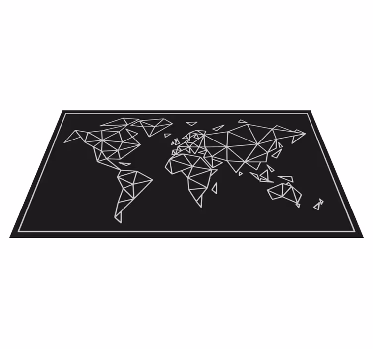 Geometrisk illustration verdenskort vinyl tæppe - TenStickers