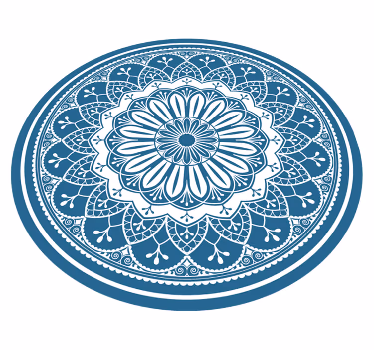 Stor mandala på blå mandala vinyl tæppe - TenStickers