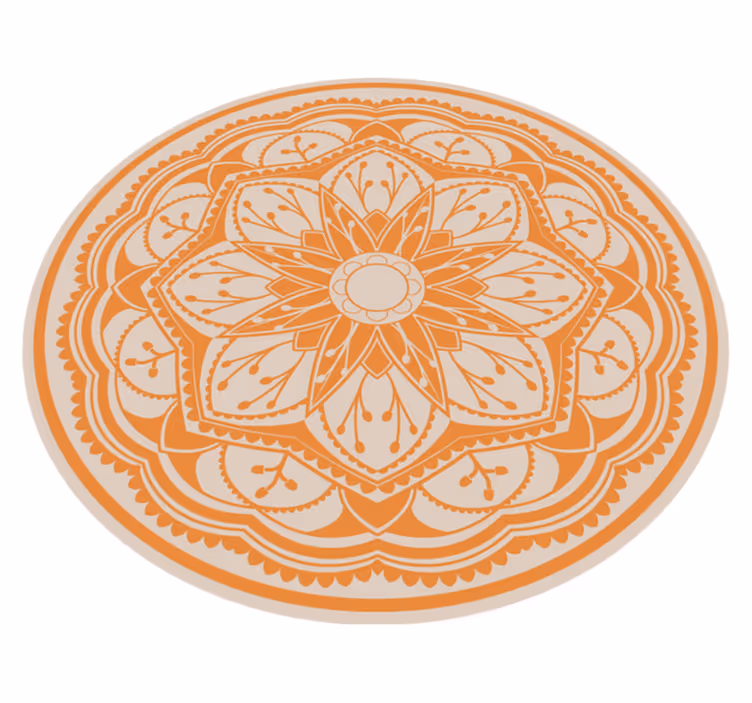 Stort tryk på beige cirkel mandala vinyl tæppe - TenStickers