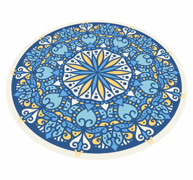 Indviklet blåt motiv mandala vinyl tæppe - TenStickers