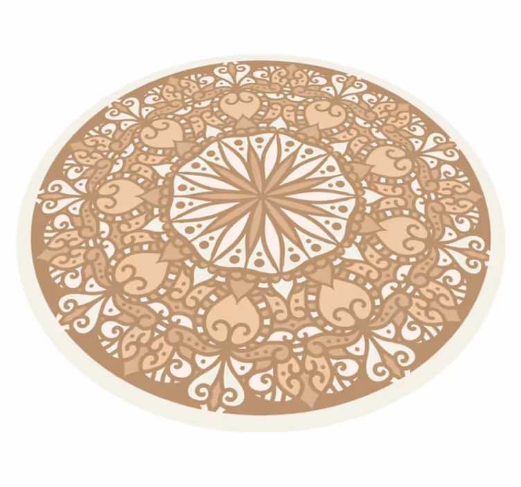 Beige stilfuldt cirkulært design mandala vinyl tæppe - TenStickers