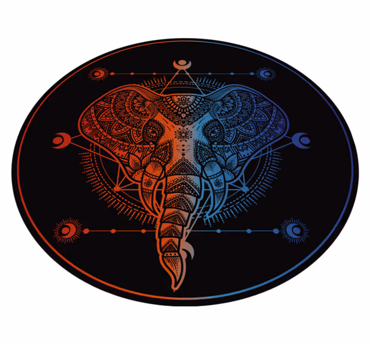 Elefantkunst mandala vinyl tæppe - TenStickers
