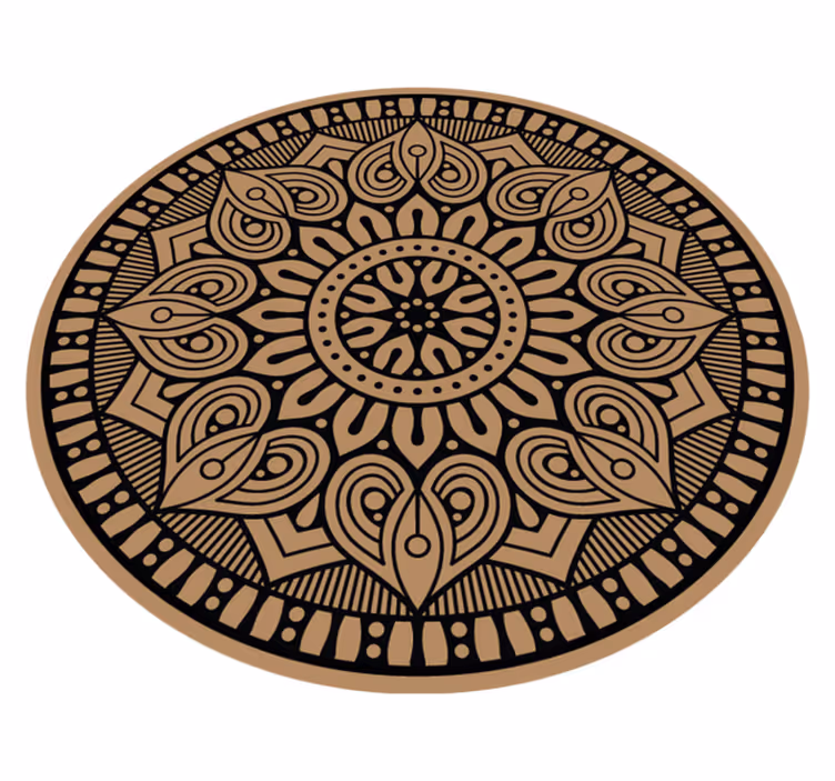 Sort pen på brun mandala vinyl tæppe - TenStickers