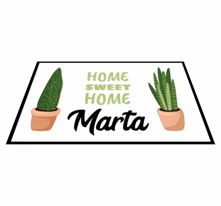 Sødt hjem med planter vinyl tæppe med navn - TenStickers