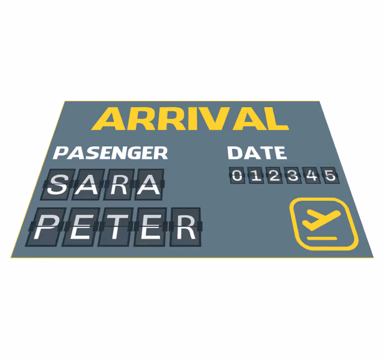 Ankomst flybillet vinyl tæppe med navn - TenStickers