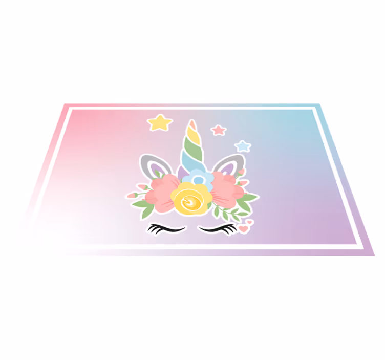 Enhjørning blomstervedhæng tæppe til børneværelse - TenStickers