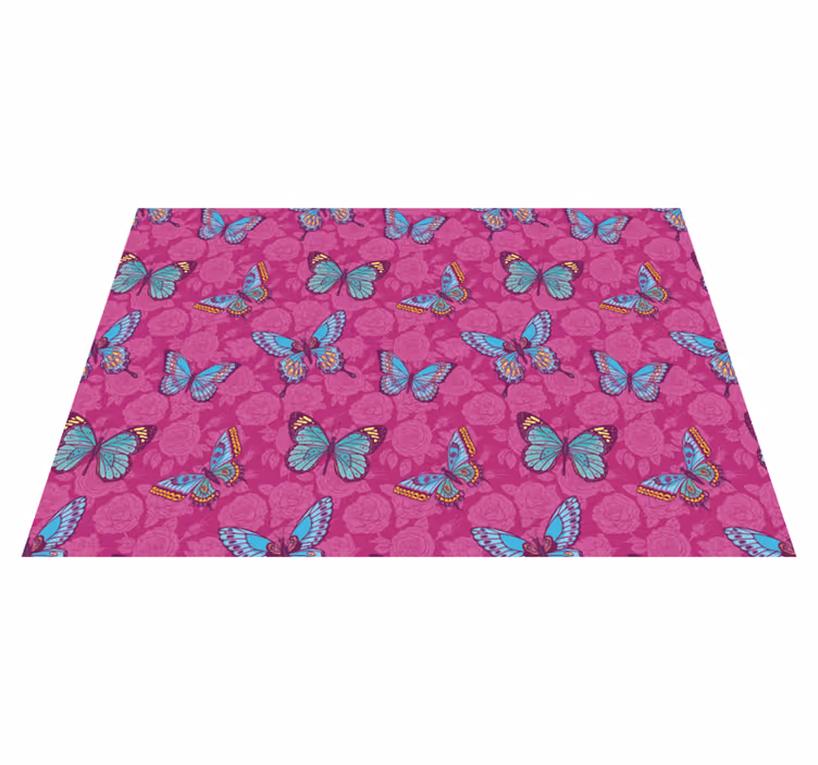 Sommerfuglemotiv Blomster og planter vinyltæppe - TenStickers