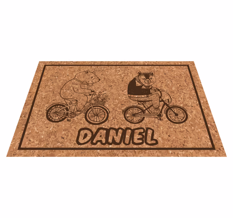 Cykelbjørne med navn vinyl tæppe - TenStickers