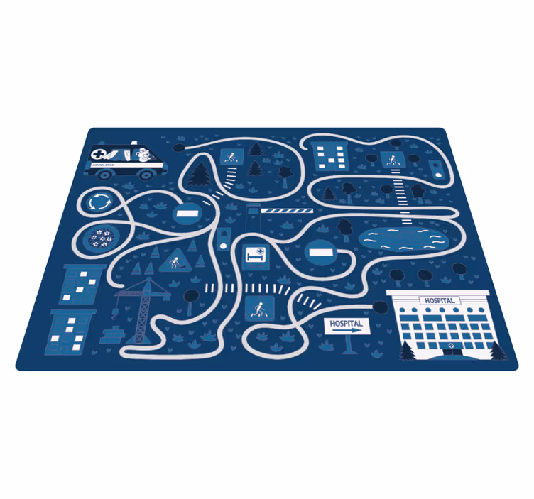 Blå bykort vej vinyl tæppe - TenStickers