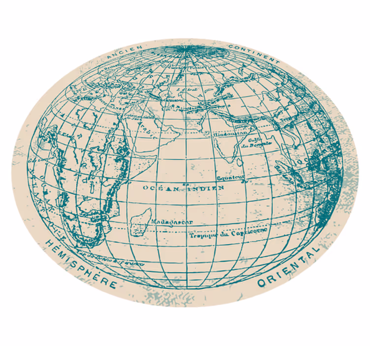 Geografisk globusdesign verdenskort vinyl tæppe - TenStickers