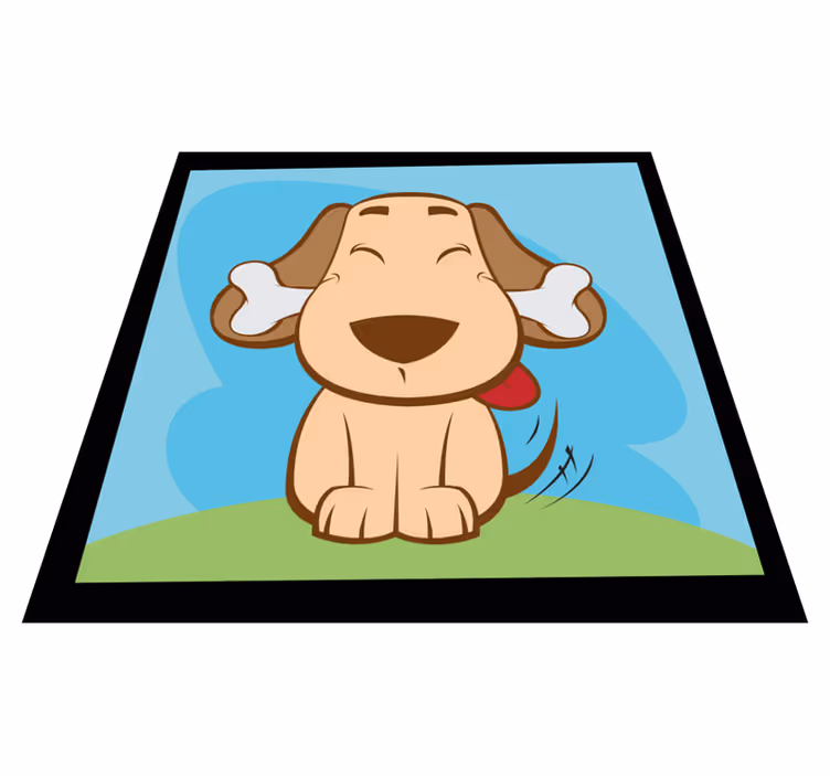 Glad hund med knogle vinyltæpper med dyr - TenStickers