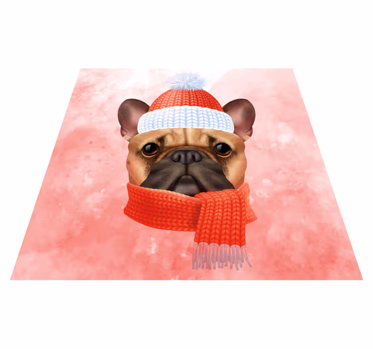 Fransk bulldog vinter vinyltæpper med dyr - TenStickers