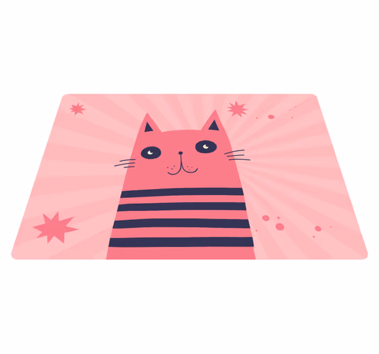 Lyserød kat illustration tæppe til børneværelse - TenStickers