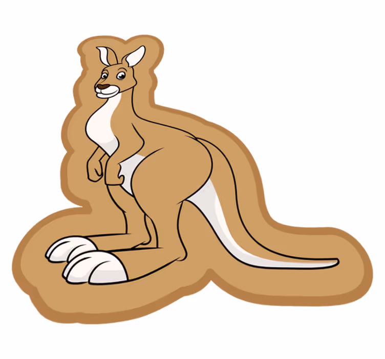 Cool tegneserie kænguru dyr tæppe - TenStickers