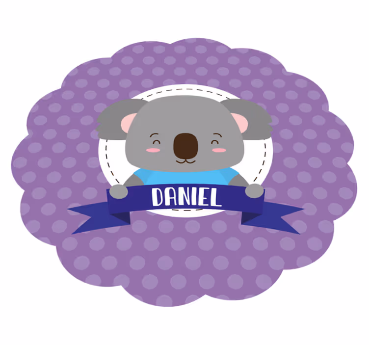 Sød koala med navn vinyltæpper til babyværelse - TenStickers