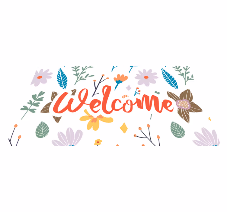 Velkommen blomsterdesign vinyltæppe til entre - TenStickers