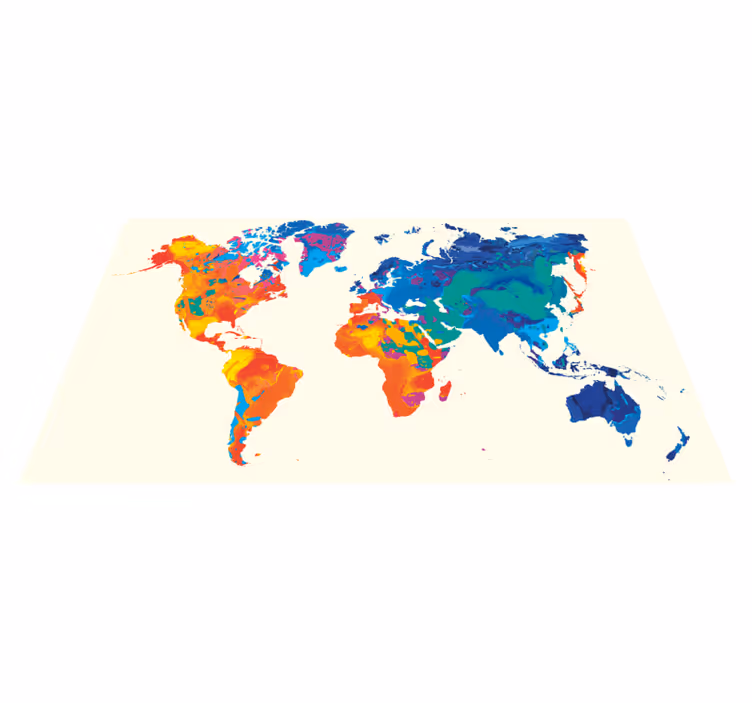 Verdenskort vinyl tæppe vivid global atlas - TenStickers