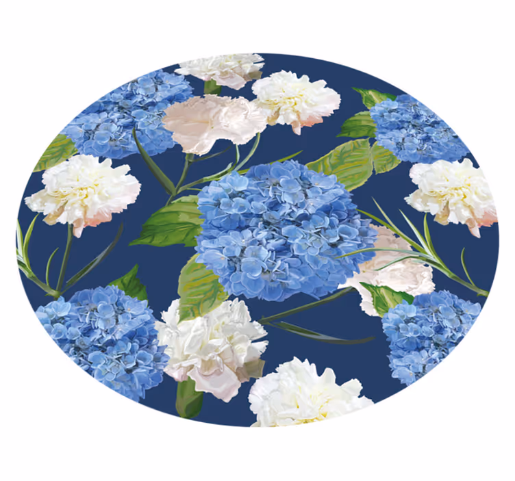 Hortensia mønster Blomster og planter vinyltæppe - TenStickers