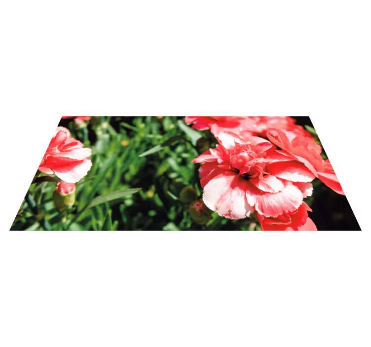 Blomster og planter vinyltæppe lyserøde blomster og græs - TenStickers