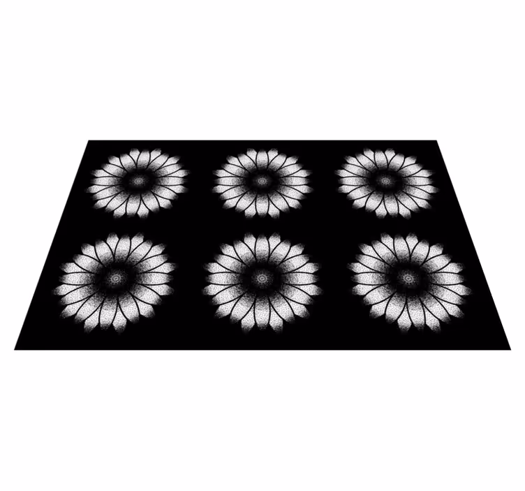Sort og hvid inspiration Blomster og planter vinyltæppe - TenStickers