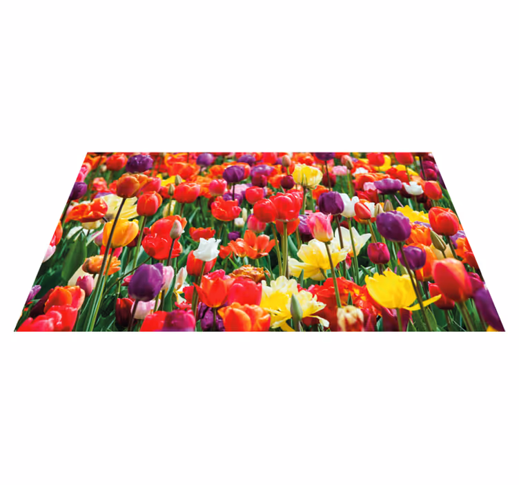 Forskellige tulipaner felt blomster tæppe - TenStickers