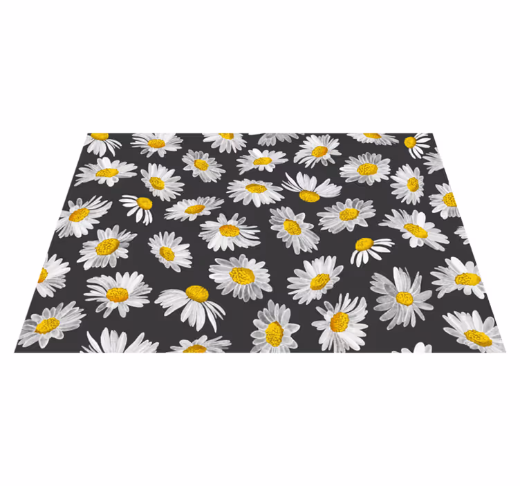 Margueritgrå motiv Blomster og planter vinyltæppe - TenStickers
