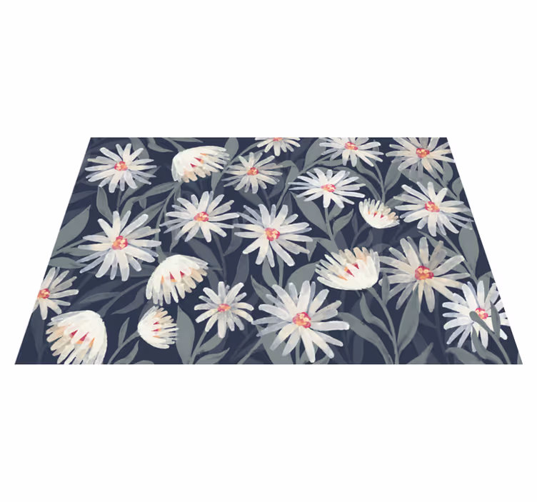 Blomstrede hvide tusindfryd Blomster og planter vinyltæppe - TenStickers