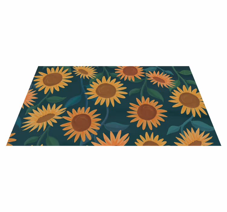 Vintage solsikke mønster Blomster og planter vinyltæppe - TenStickers