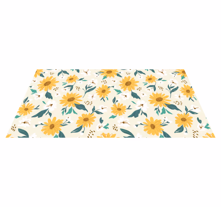 Muntert blomstermønster Blomster og planter vinyltæppe - TenStickers