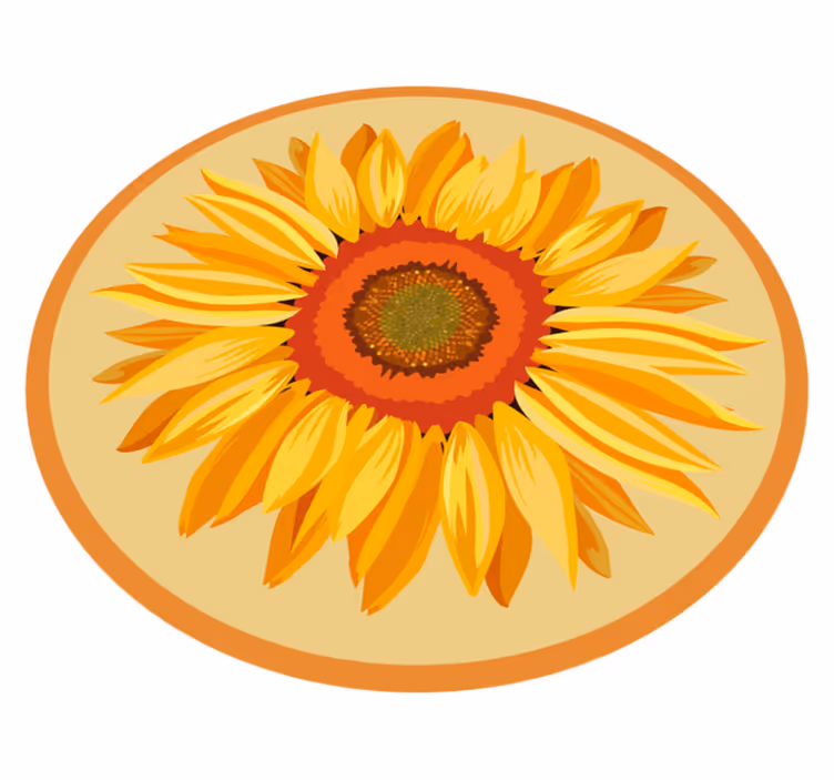 Solsikke rund Blomster og planter vinyltæppe - TenStickers