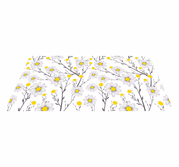 Gult blomstermønster Blomster og planter vinyltæppe - TenStickers