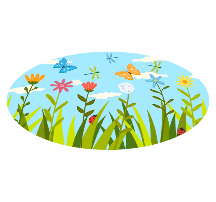 Blomsterhavescene Blomster og planter vinyltæppe - TenStickers