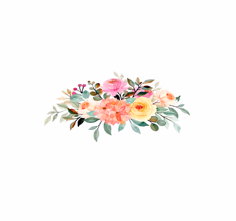 Tegnede blomster med maling blomstertæppe - TenStickers