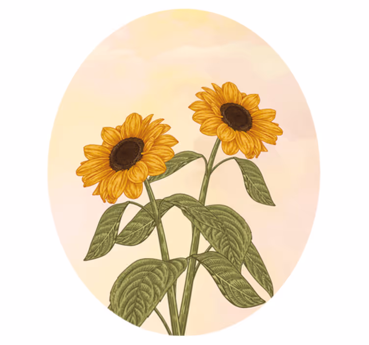Solsikke omfavnelse Blomster og planter vinyltæppe - TenStickers