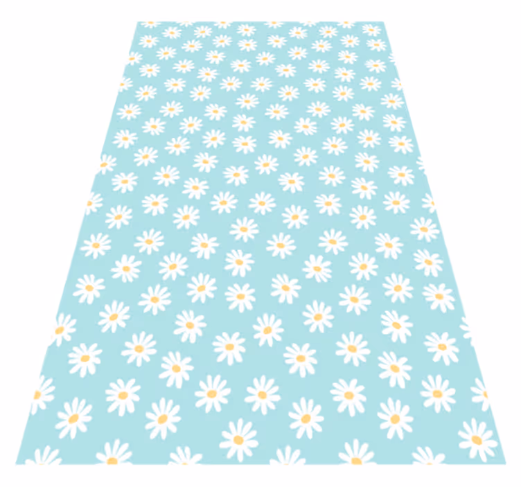 Hvide blomster med blå baggrund blomster tæppe - TenStickers