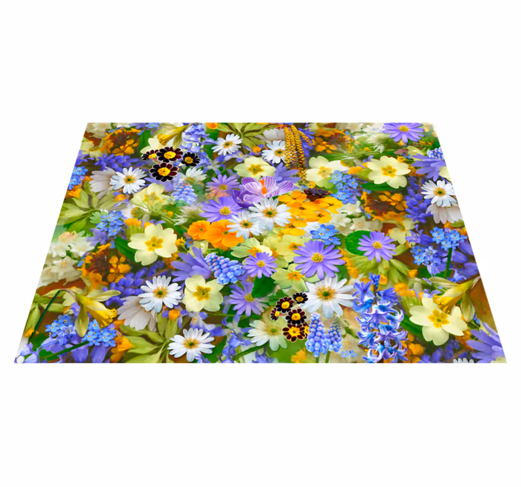 Livligt blomsterkoncept Blomster og planter vinyltæppe - TenStickers