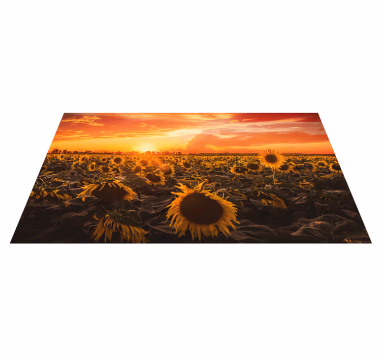 Solsikke solnedgang scene Blomster og planter vinyltæppe - TenStickers