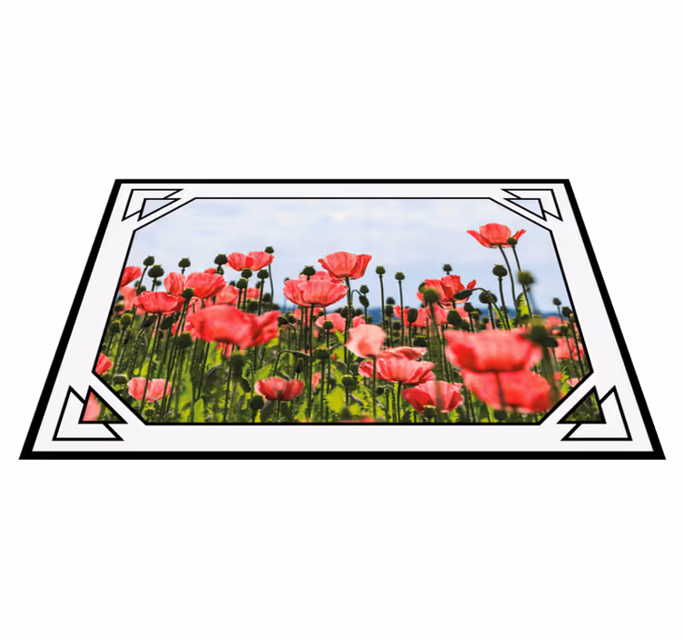 Rød og grøn valmue felt blomster tæppe - TenStickers