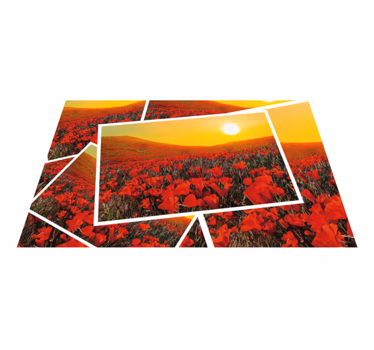 Livlige blomstermarker natur vinyl tæppe - TenStickers