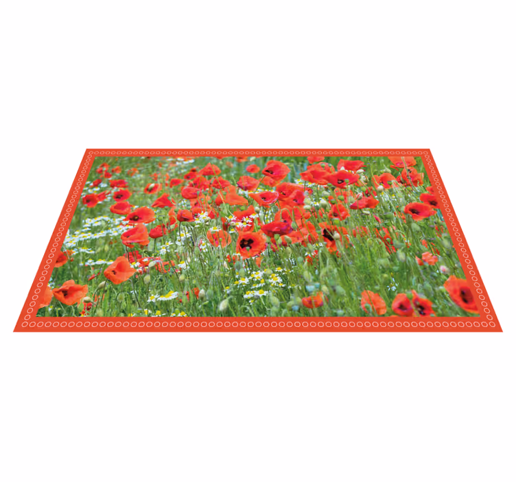 Valmue og små hvide blomster blomstertæppe - TenStickers